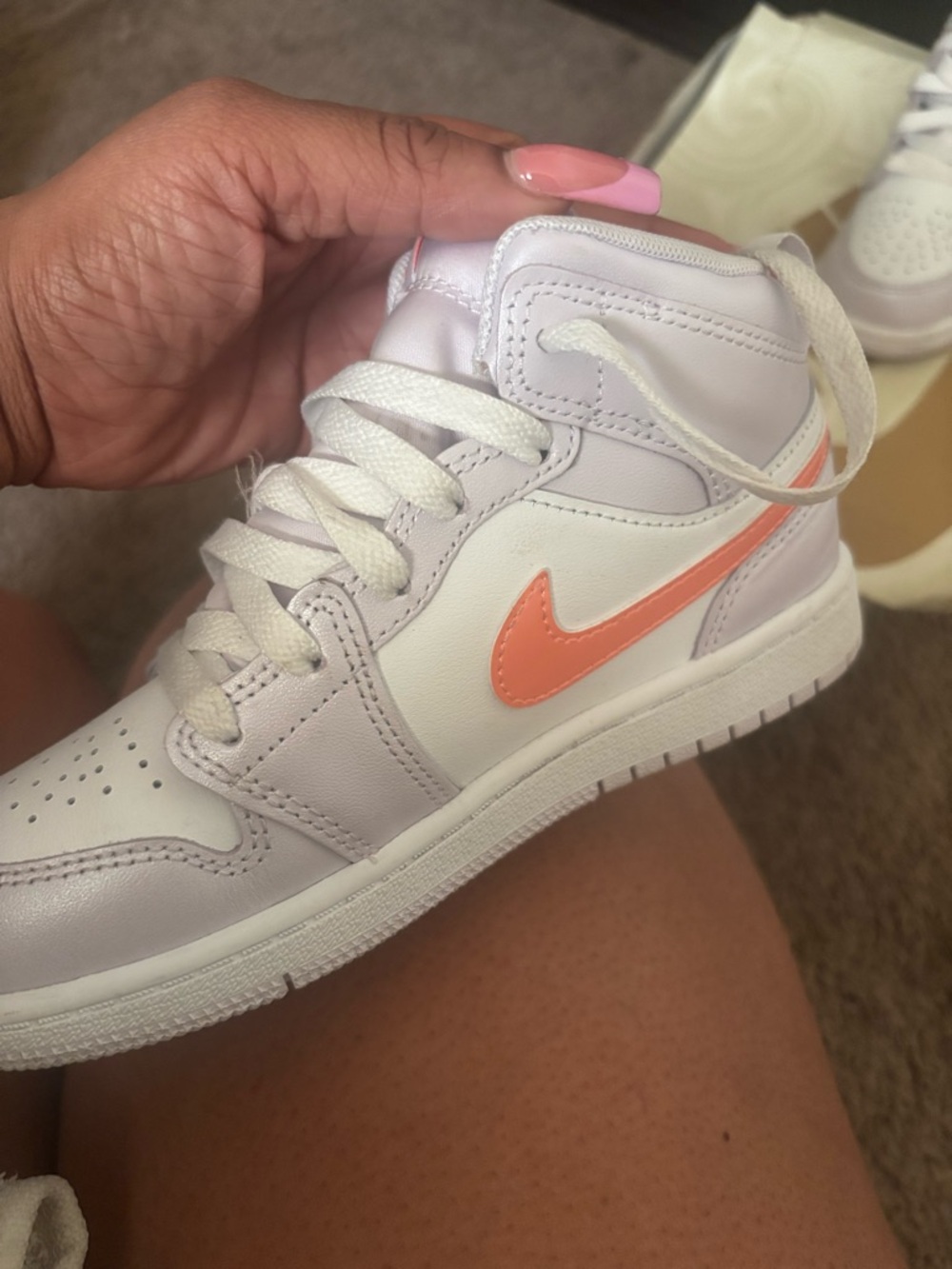 Jordan Kids Pastel Pink High-Top Sneakers - Picture 5 of 7